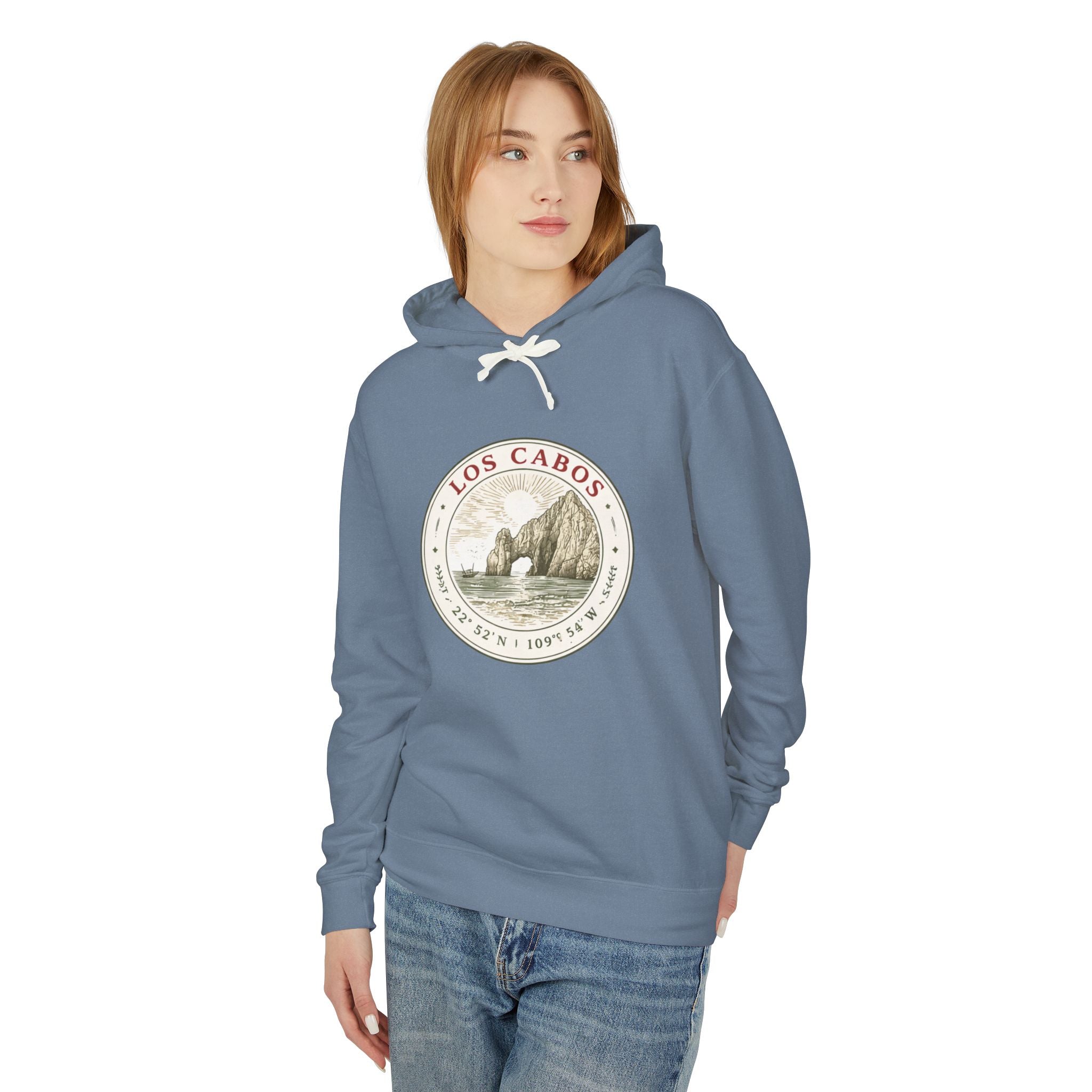 Los Cabos Vintage Crest Hoodie — Lightweight Travel Sweatshirt - Creations by Chris and Carlos