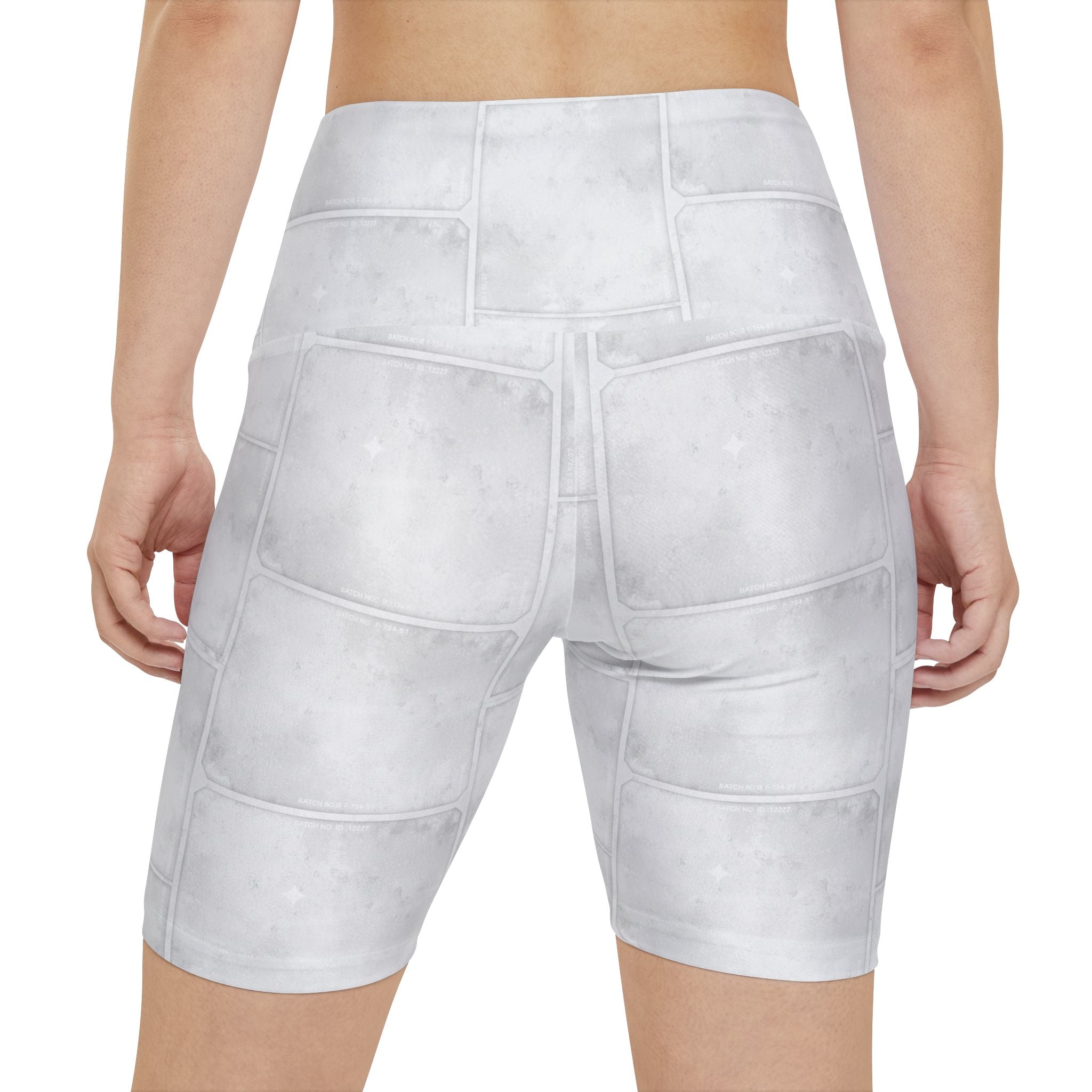 Women's Workout Shorts — Light Gray Washed Patchwork Print AOP - Creations by Chris and Carlos