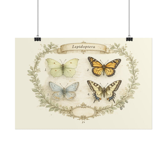 Butterfly Botanical Poster — Vintage Lepidoptera Wall Art Print - Creations by Chris and Carlos
