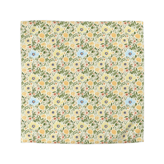 The Artisanal Flora Gallery Vintage Floral Duvet Cover — Pastel Wildflower Microfiber Bedding - Creations by Chris and Carlos