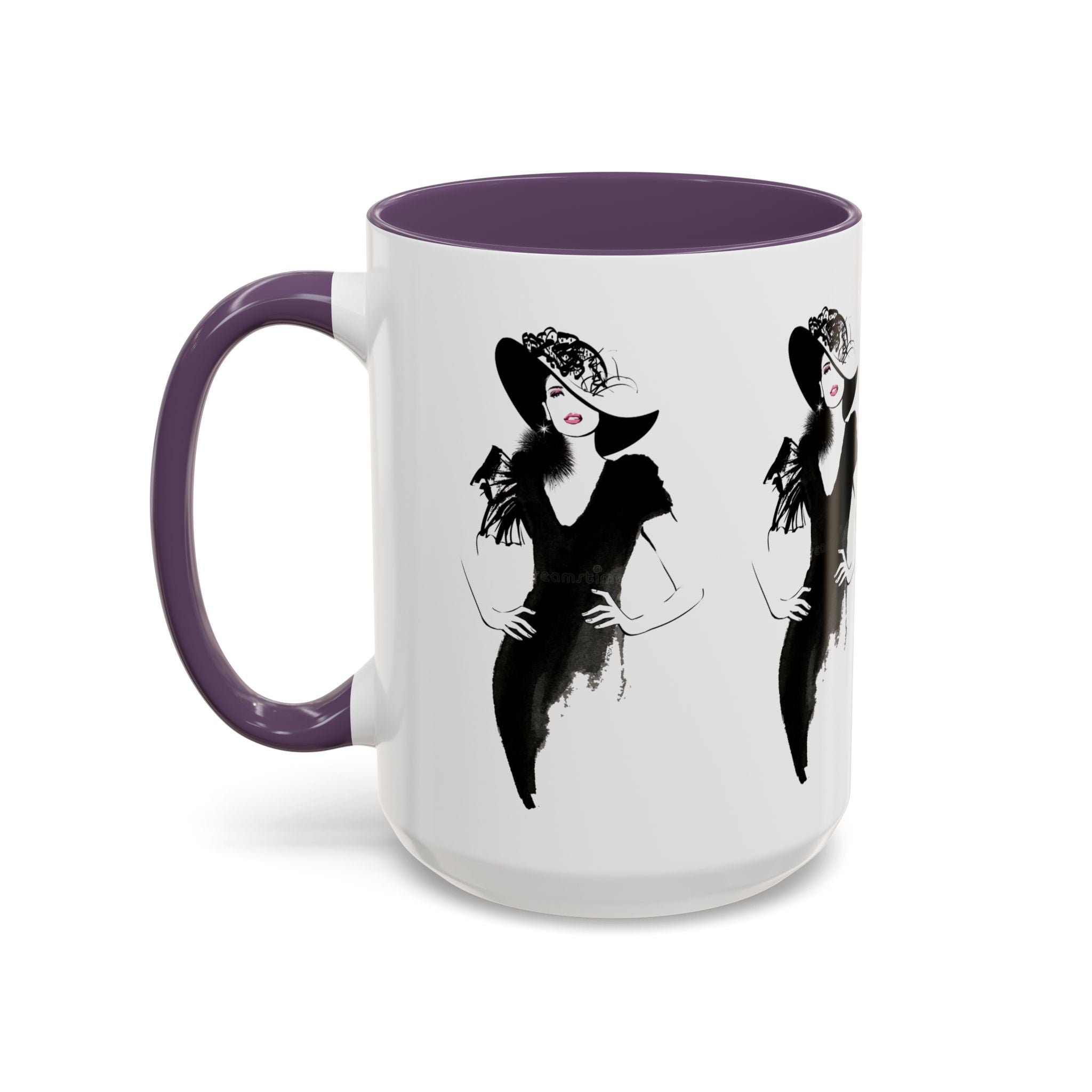 Elegant Lady Fashion Coffee Mug – Vintage Chic Black & White Accent - Creations by Chris and Carlos