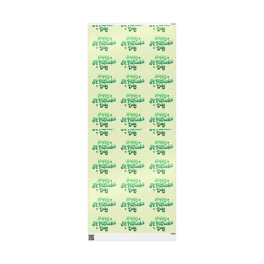 Wrapping Paper Roll — 'Happy St. Patrick's Day' Green Script Pattern - Creations by Chris and Carlos