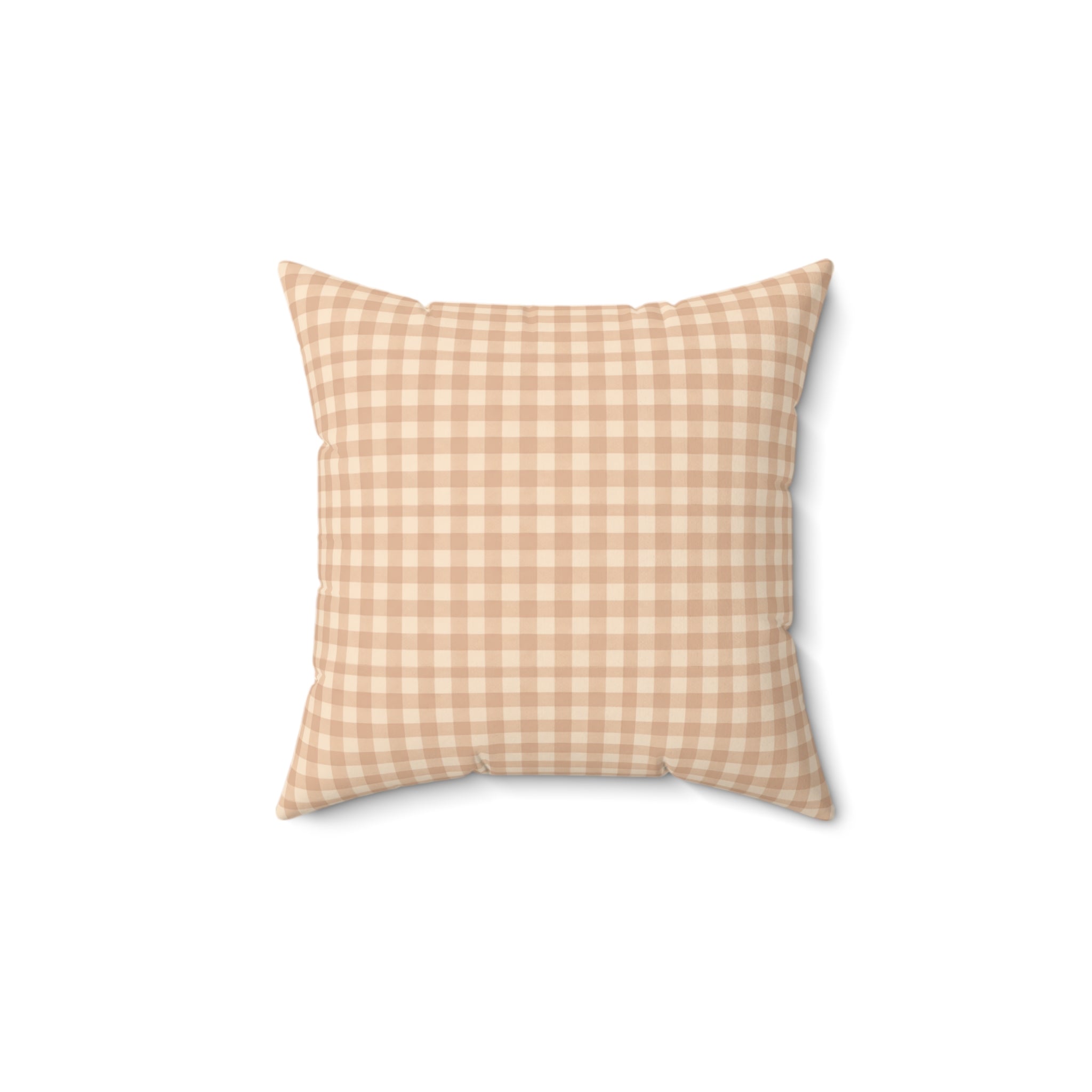 Gingham Faux Suede Square Pillow — Light Blush Check Decorative Throw Pillow - Creations by Chris and Carlos