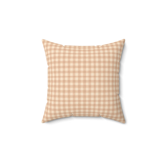 Gingham Faux Suede Square Pillow — Light Blush Check Decorative Throw Pillow - Creations by Chris and Carlos