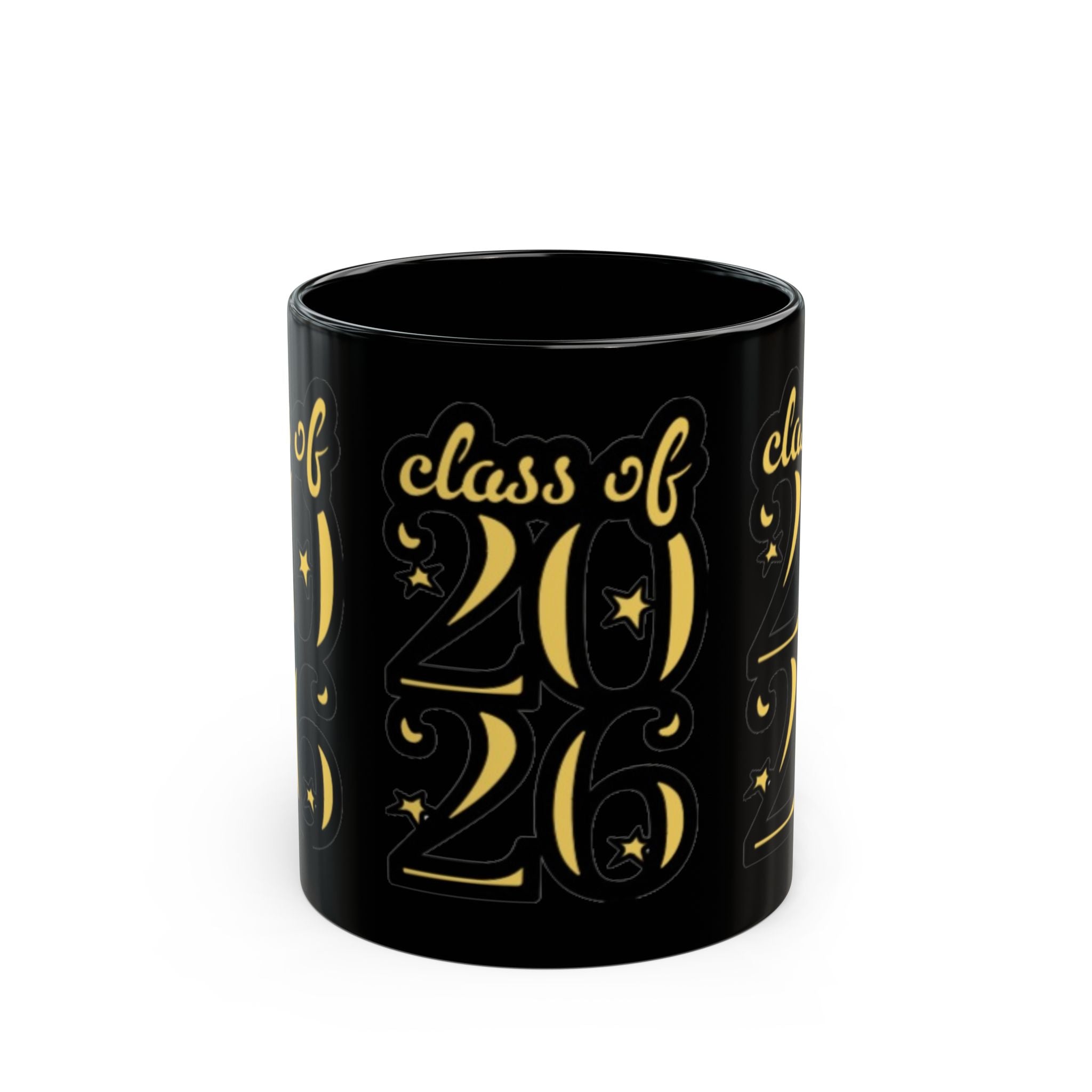 Class of 2026 Black Graduation Mug — Gold Lettering 11oz/15oz - Creations by Chris and Carlos