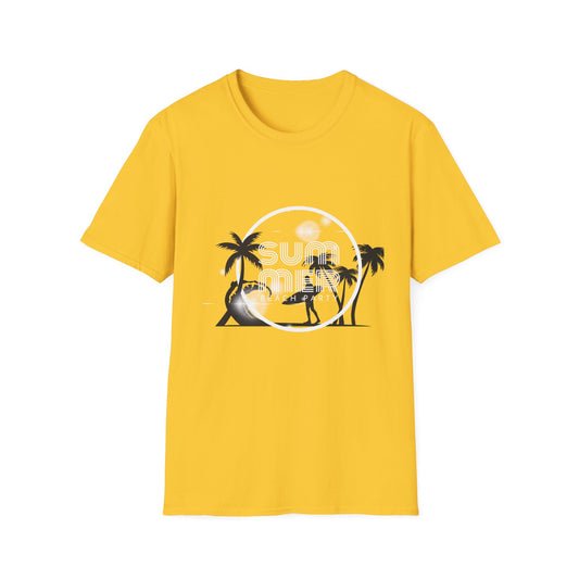 Surfer Palm Beach T-Shirt — Tropical Wave & Palm Trees Graphic Tee - Creations by Chris and Carlos
