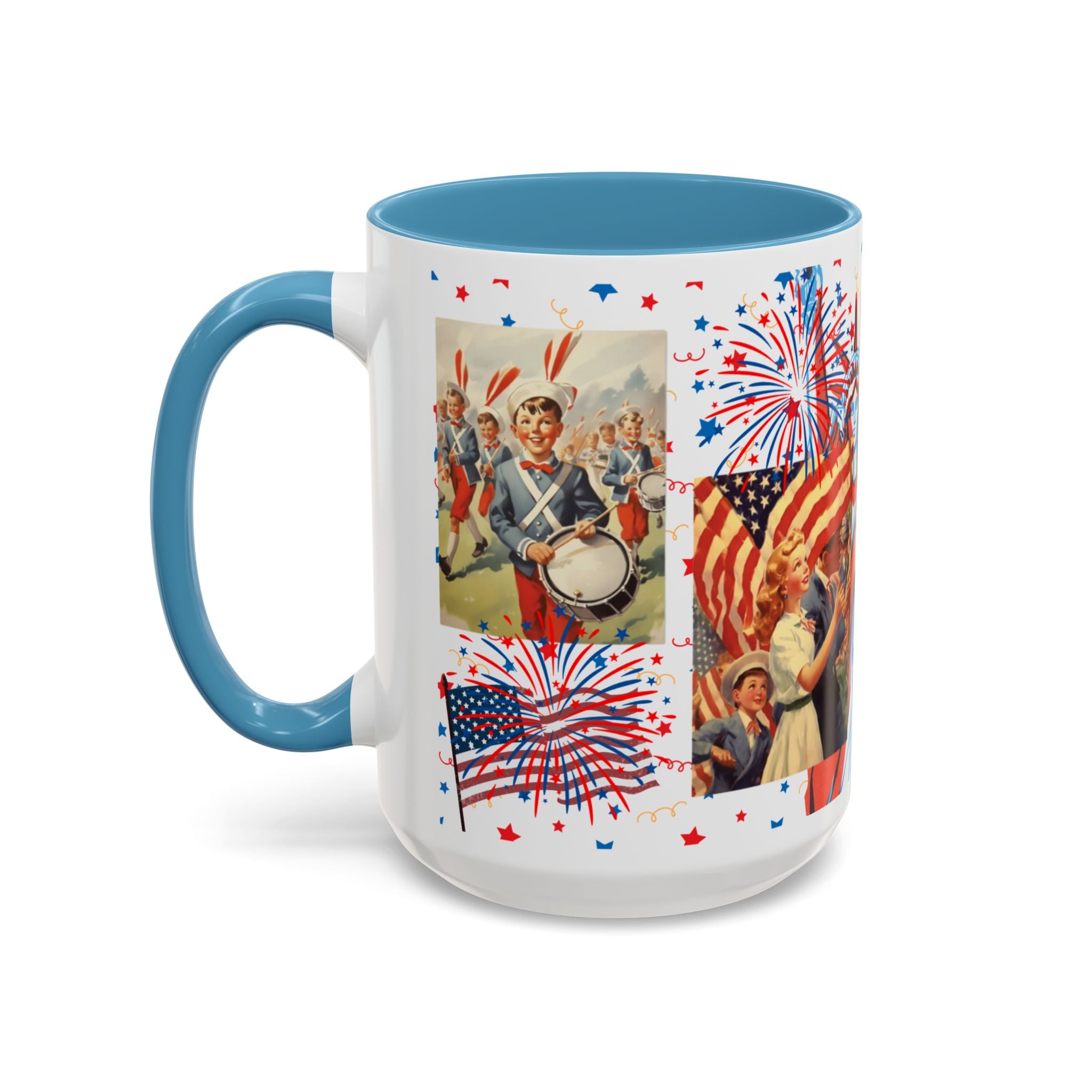 Patriotic Vintage 4th of July Accent Mug – 'Land of the Free, Home of the Brave' - Creations by Chris and Carlos