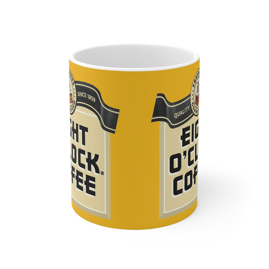 Eight O'Clock Coffee- White Ceramic Mug - Creations by Chris and Carlos