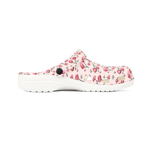 Floral Cherry Print EVA Clogs — Pink Garden Comfort Shoes - Creations by Chris and Carlos