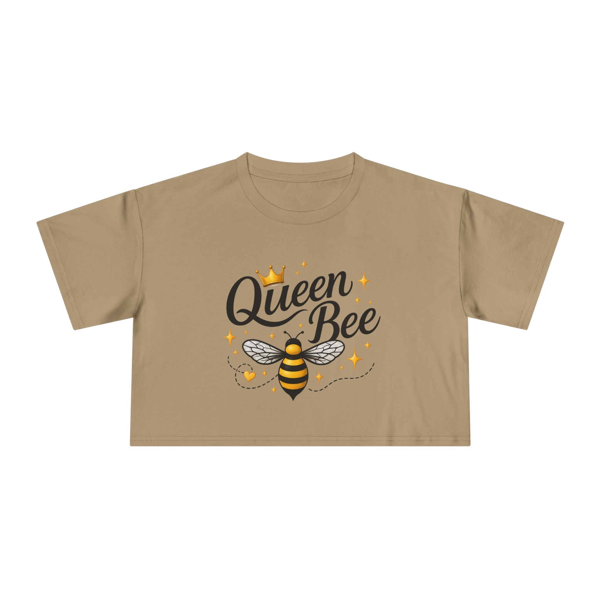 Queen Bee Crop Tee – Women's Bee Graphic Short Sleeve Top - Creations by Chris and Carlos