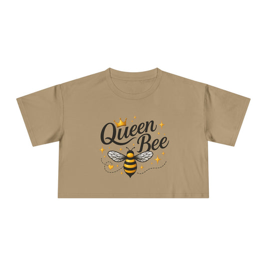 Queen Bee Crop Tee – Women's Bee Graphic Short Sleeve Top - Creations by Chris and Carlos