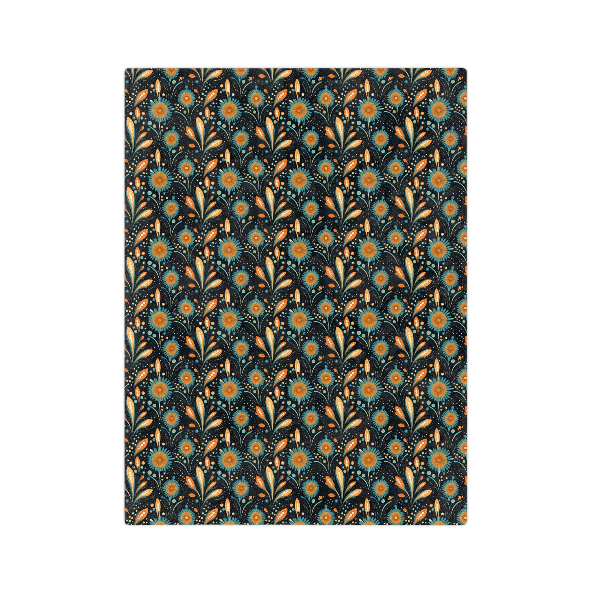 Sol y Alegría (Sun and Joy) Collection-Floral Velvet Throw Blanket Teal & Gold Microfiber Pattern - Creations by Chris and Carlos