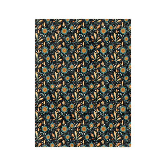 Sol y Alegría (Sun and Joy) Collection-Floral Velvet Throw Blanket Teal & Gold Microfiber Pattern - Creations by Chris and Carlos