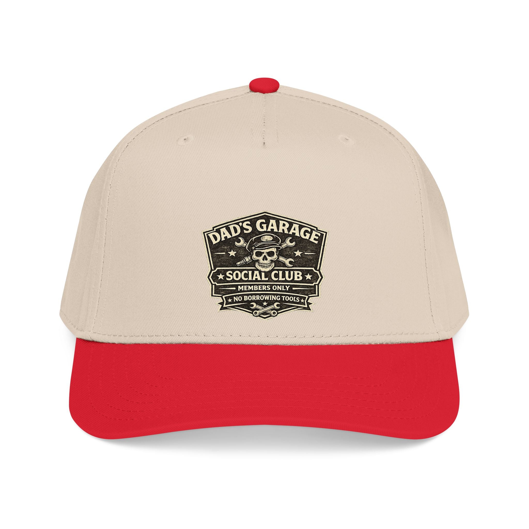 Dad's Garage Social Club Baseball Cap — Vintage Mechanic Snapback Hat - Creations by Chris and Carlos