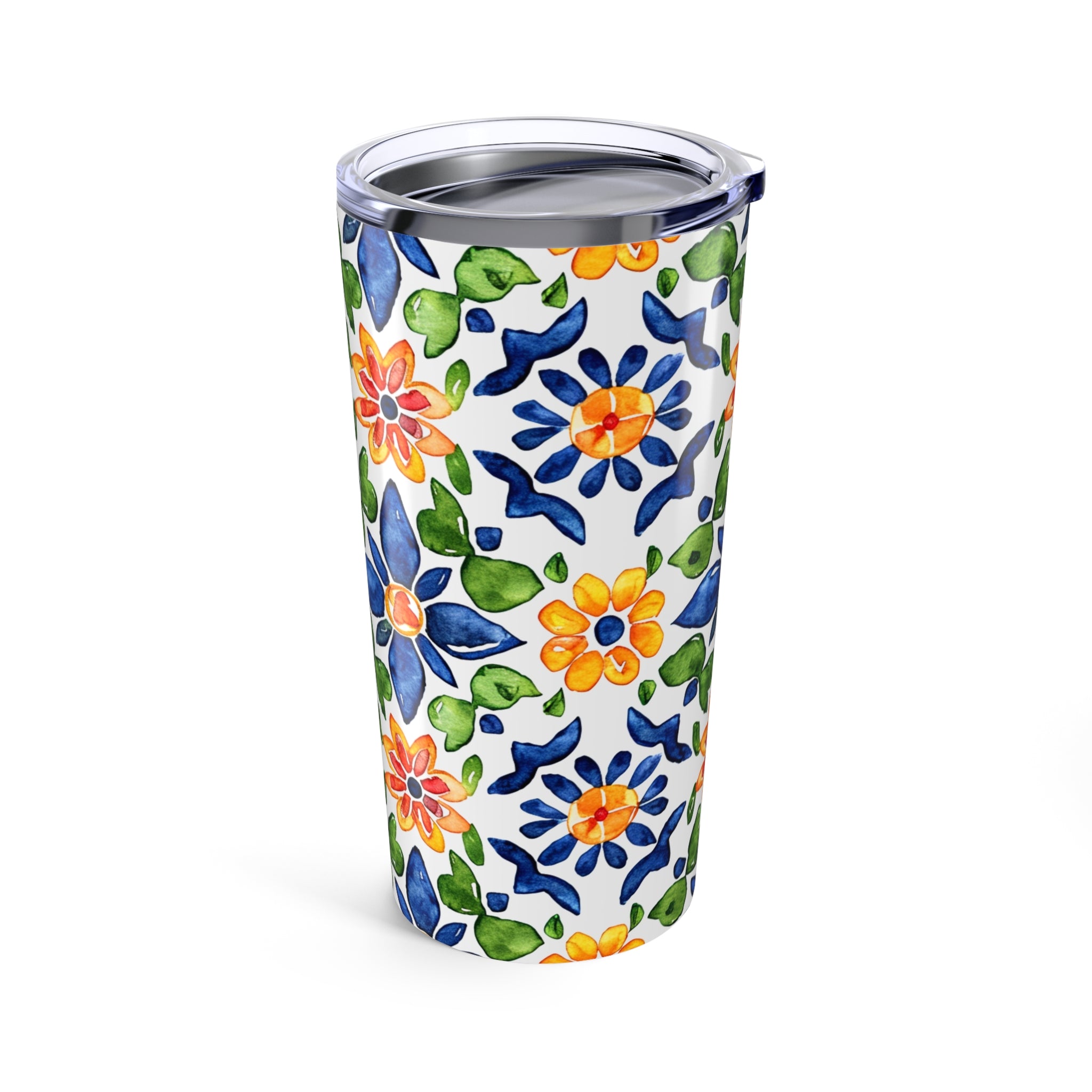 Sol y Alegría (Sun and Joy) Collection- Cactus Succulent Pattern Microfiber Blanket Soft Velveteen Throw for Home & Garden Lovers20oz Floral Watercolor Tumbler – Blue & Orange Garden Travel Cup - Creations by Chris and Carlos