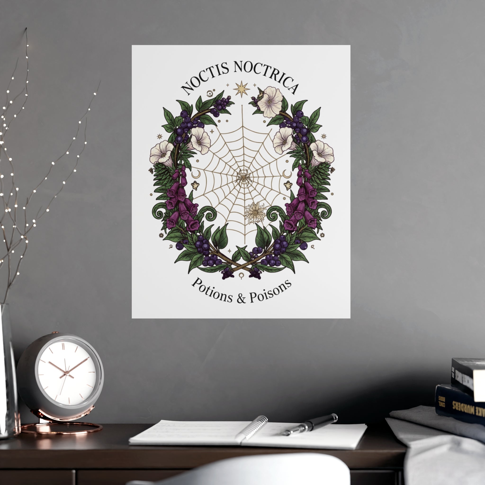 Noctis Noctrica Floral Spiderweb Poster — 'Potions & Poisons' Matte Art Print - Creations by Chris and Carlos