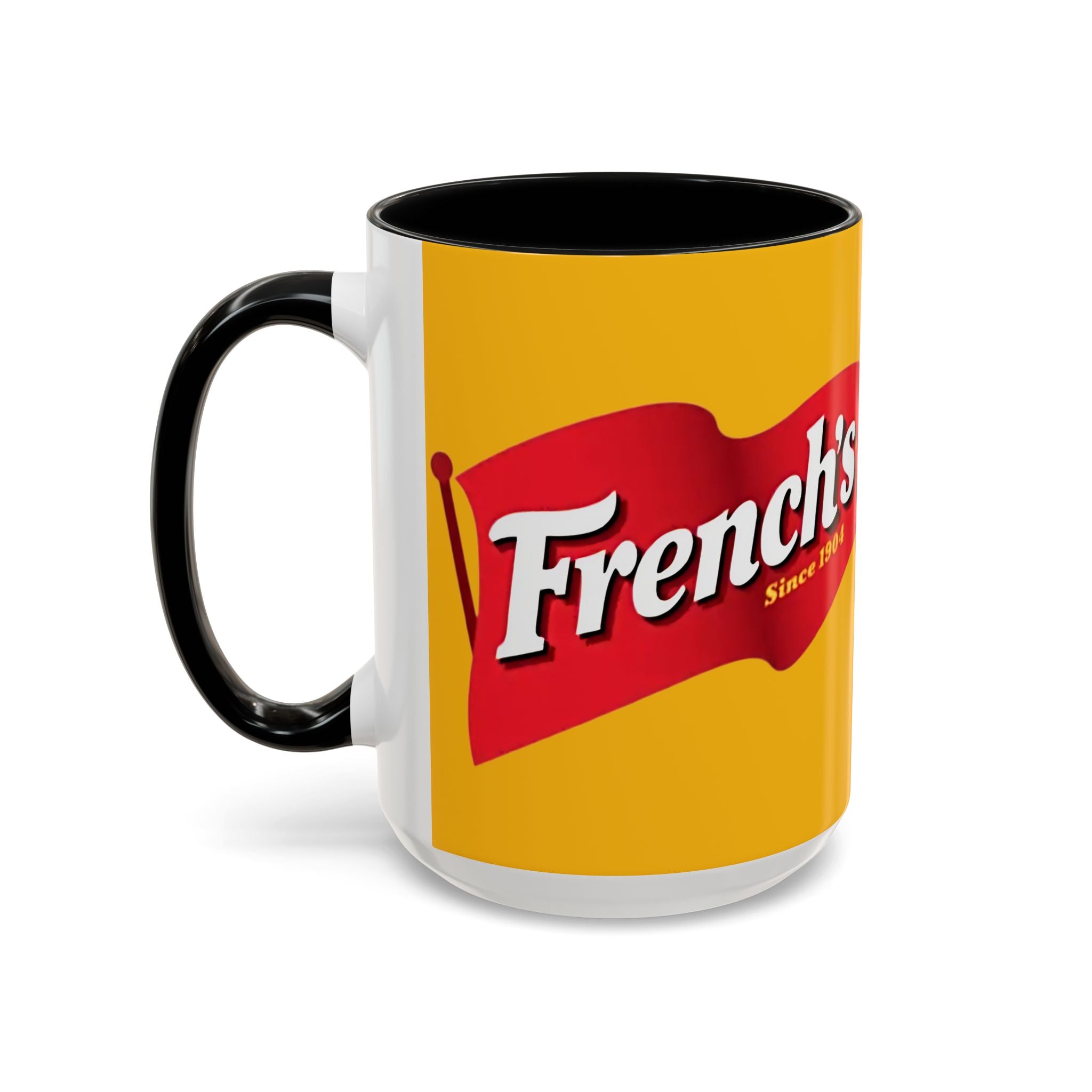 French's Mustard Logo Accent Coffee Mug — Retro Yellow 11/15oz - Creations by Chris and Carlos