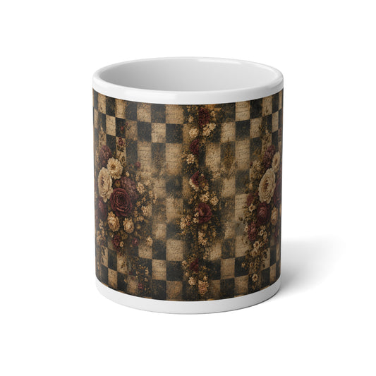 Vintage Floral Checkerboard 20oz Mug - Creations by Chris and Carlos