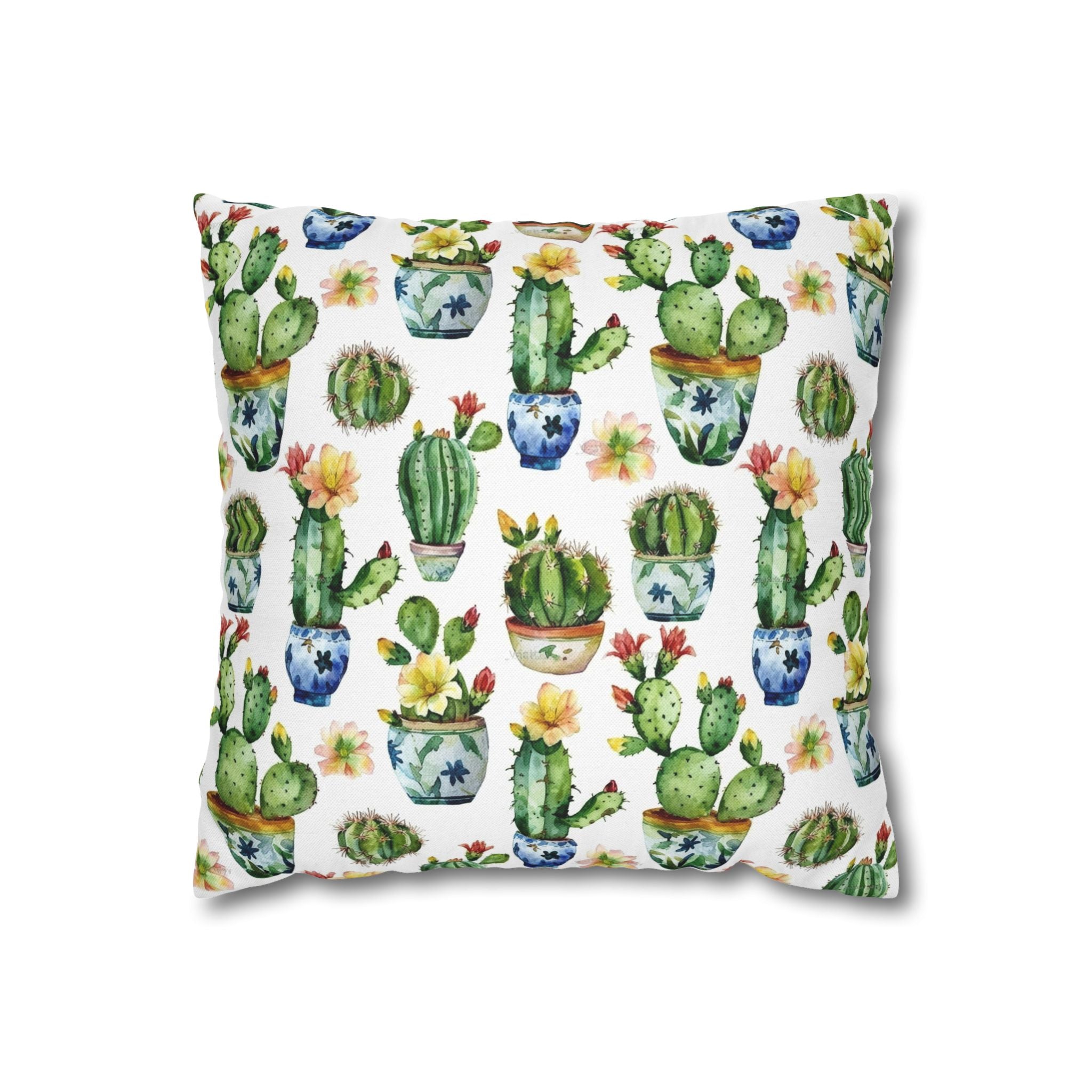 Sol y Alegría (Sun and Joy) Collection- Cactus Succulent Pattern Microfiber Blanket Soft Velveteen Throw for Home & Garden Lovers - Creations by Chris and Carlos
