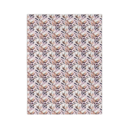 Floral Velveteen Microfiber Blanket — Soft Vintage Watercolor Bouquet Throw - Creations by Chris and Carlos