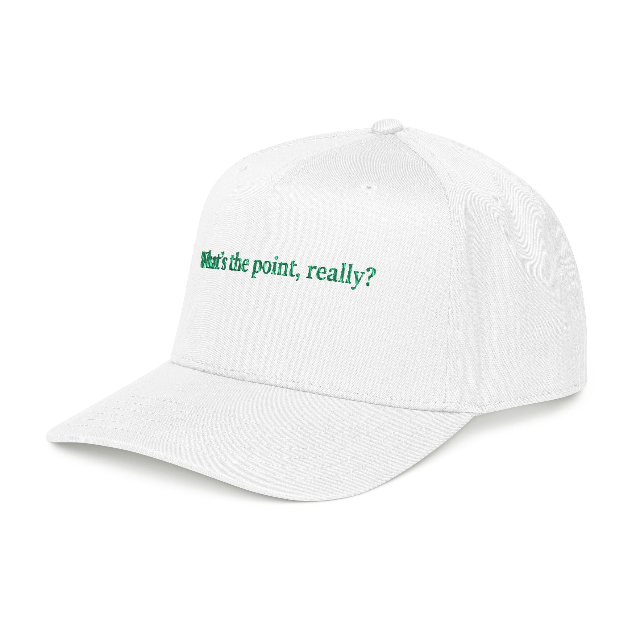 Embroidered 'What's the point, really?' Baseball Cap - Creations by Chris and Carlos