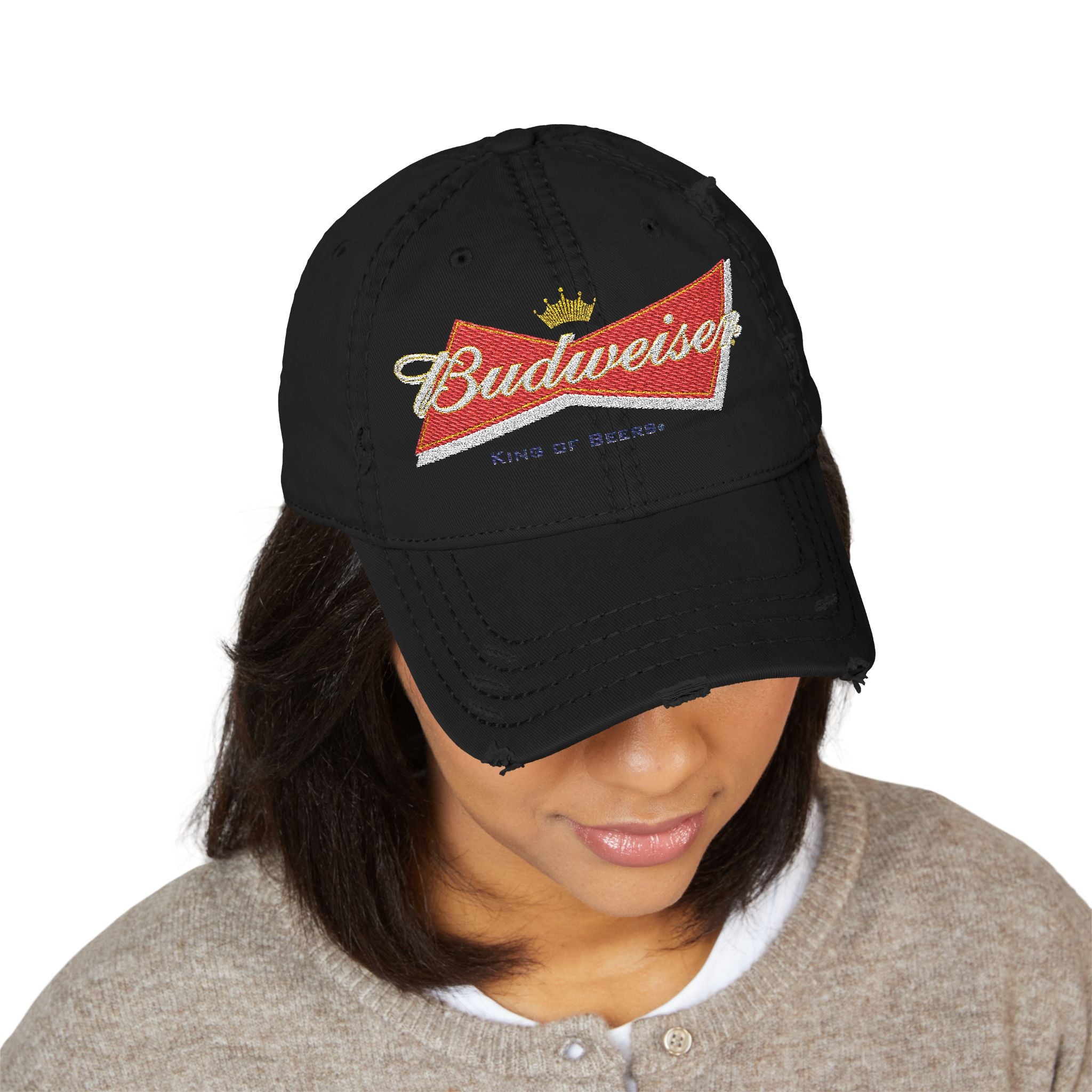 Budweiser Embroidered Distressed Dad Hat - Creations by Chris and Carlos