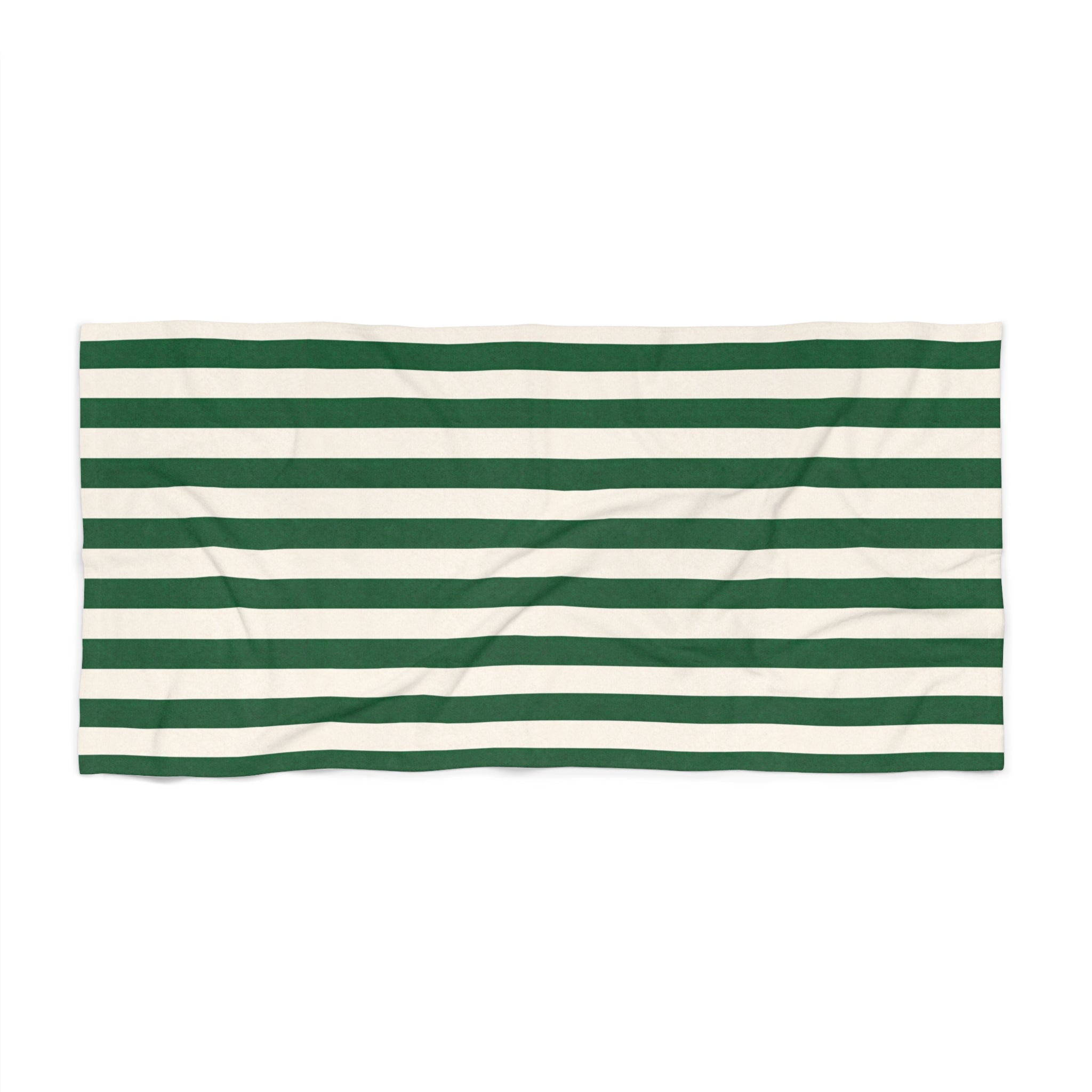 Green & White Striped Beach Towel — Classic Nautical Summer Towel - Creations by Chris and Carlos