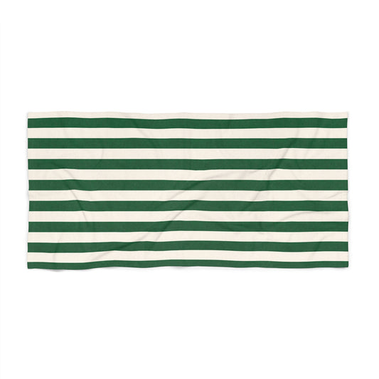 Green & White Striped Beach Towel — Classic Nautical Summer Towel - Creations by Chris and Carlos