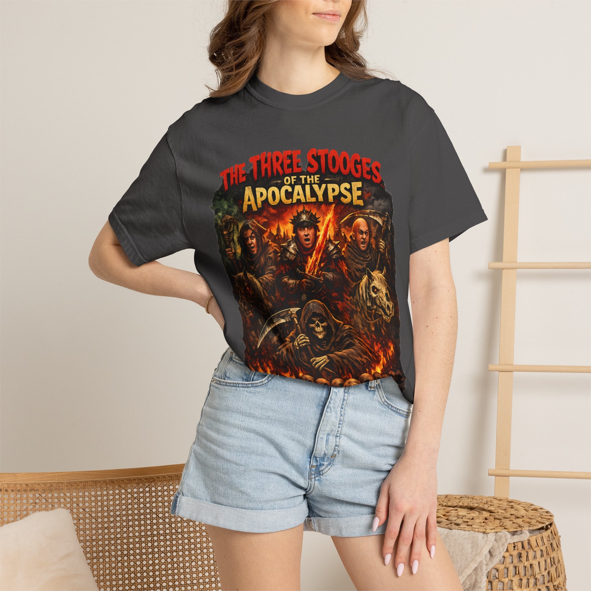 Apocalypse Comedy T-Shirt — "The Three Stooges of the Apocalypse" Graphic Tee - Creations by Chris and Carlos