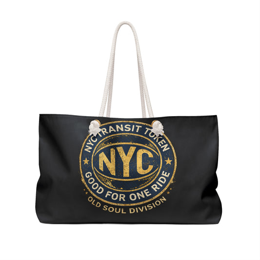 The Foundry Collective NYC Transit Token Weekender Bag — Vintage 'Good For One Ride' Travel Tote - Creations by Chris and Carlos