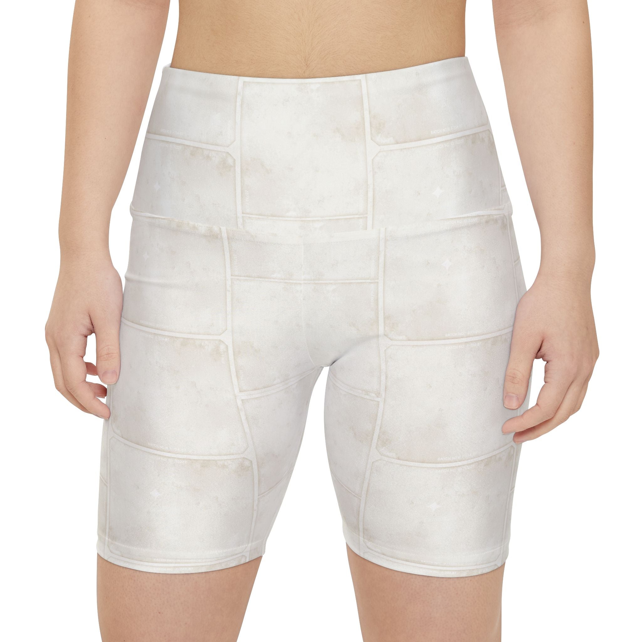 Women's Workout Shorts — Light Washed Patchwork Print AOP - Creations by Chris and Carlos