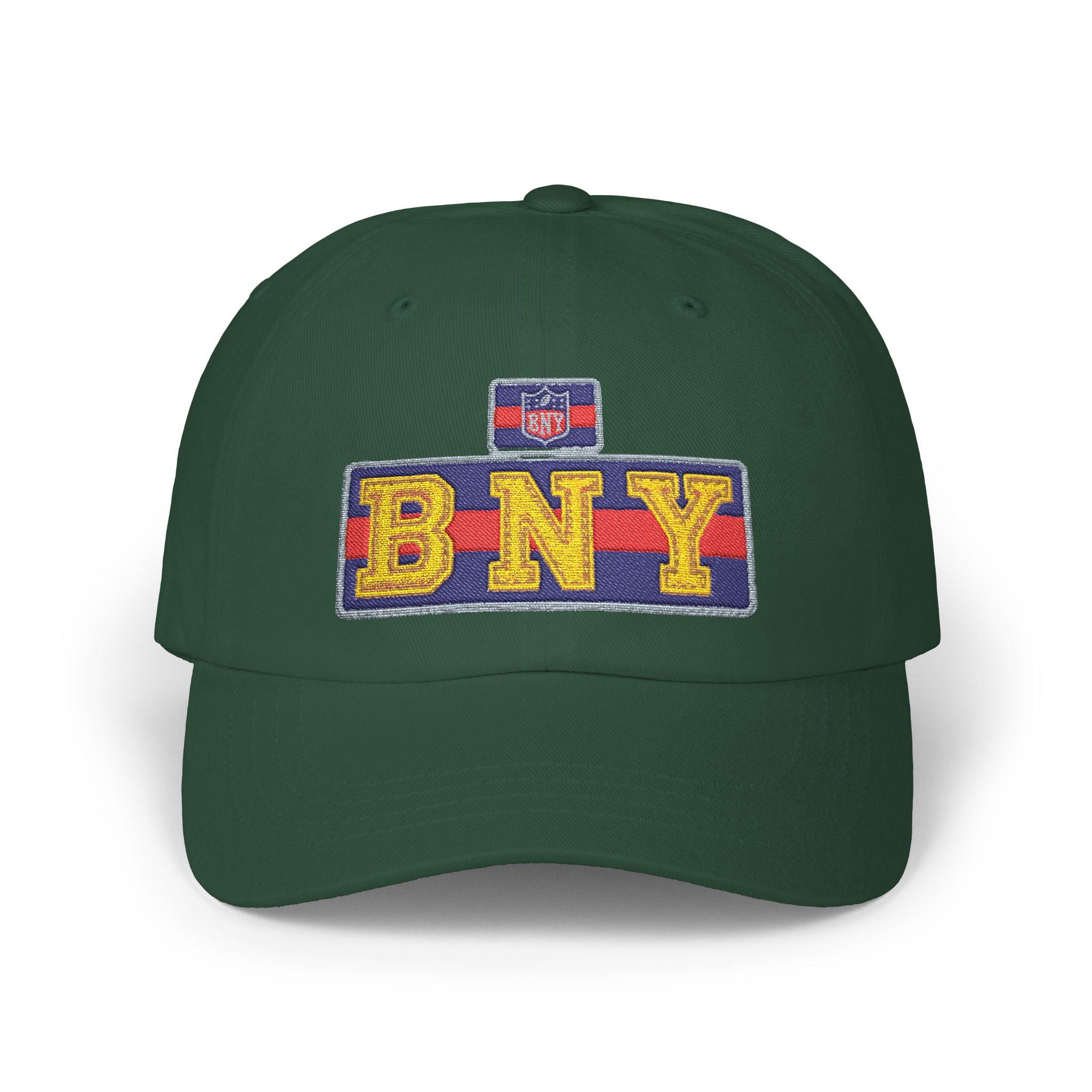 BNY Embroidered Dad Cap — Vintage Varsity Patch Baseball Hat - Creations by Chris and Carlos