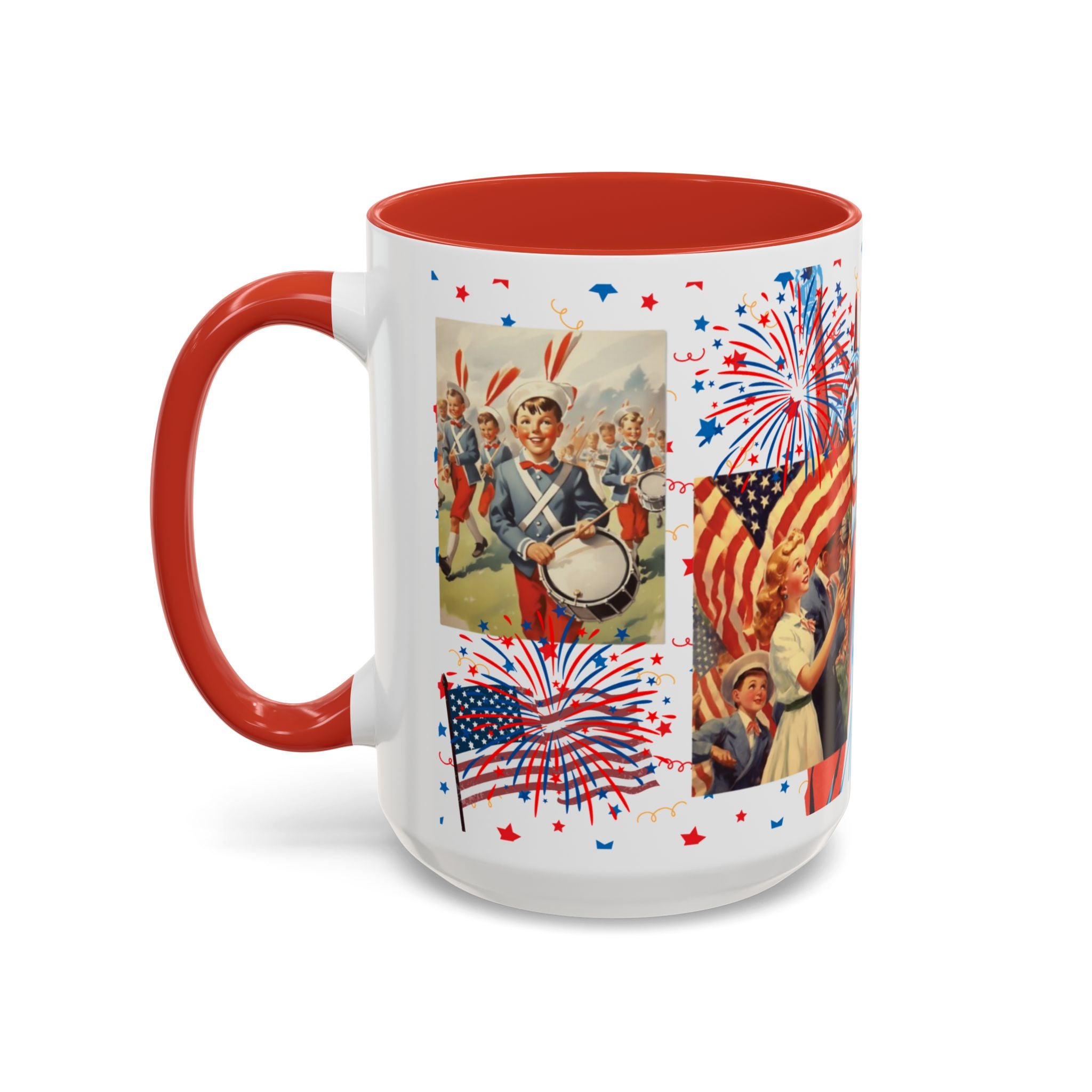 Patriotic Vintage 4th of July Accent Mug – 'Land of the Free, Home of the Brave' - Creations by Chris and Carlos
