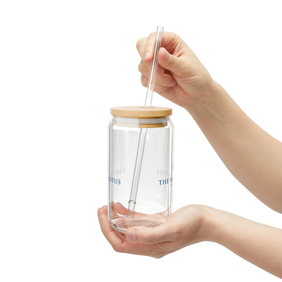 The White Lotus Collection Eco-Friendly Sipper Glass with Bamboo Lid - 16oz - Creations by Chris and Carlos