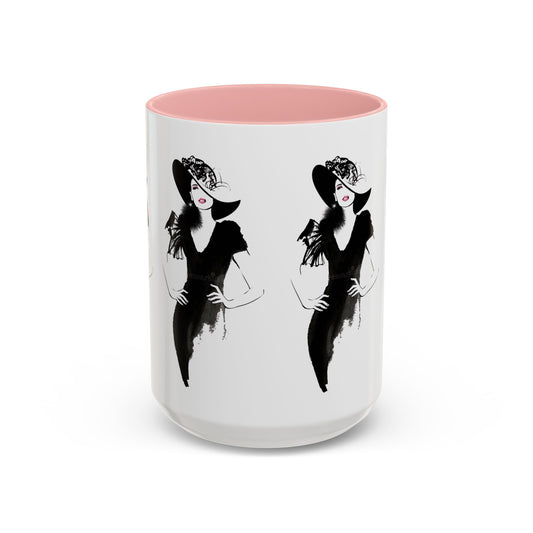 Elegant Lady Fashion Coffee Mug – Vintage Chic Black & White Accent - Creations by Chris and Carlos
