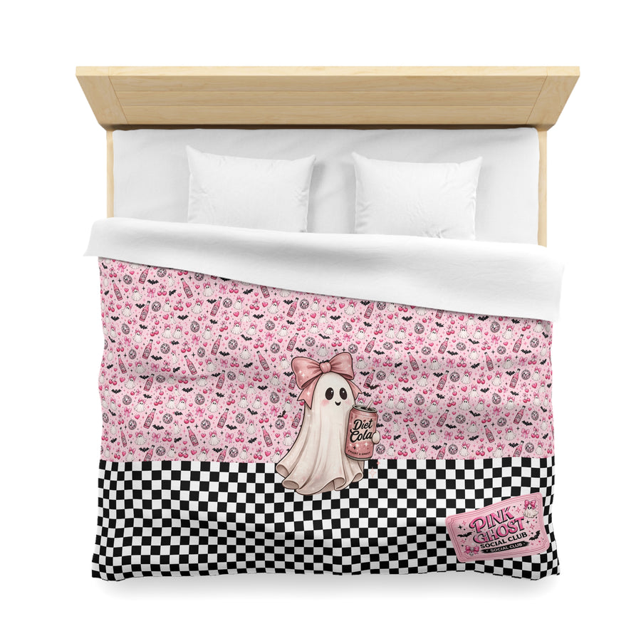 Black Checkered Edge, Cute Ribbon Ghost with 'Pink Ghost' Tag Old Soul Halloween Hallow | Pink Ghost Society Club