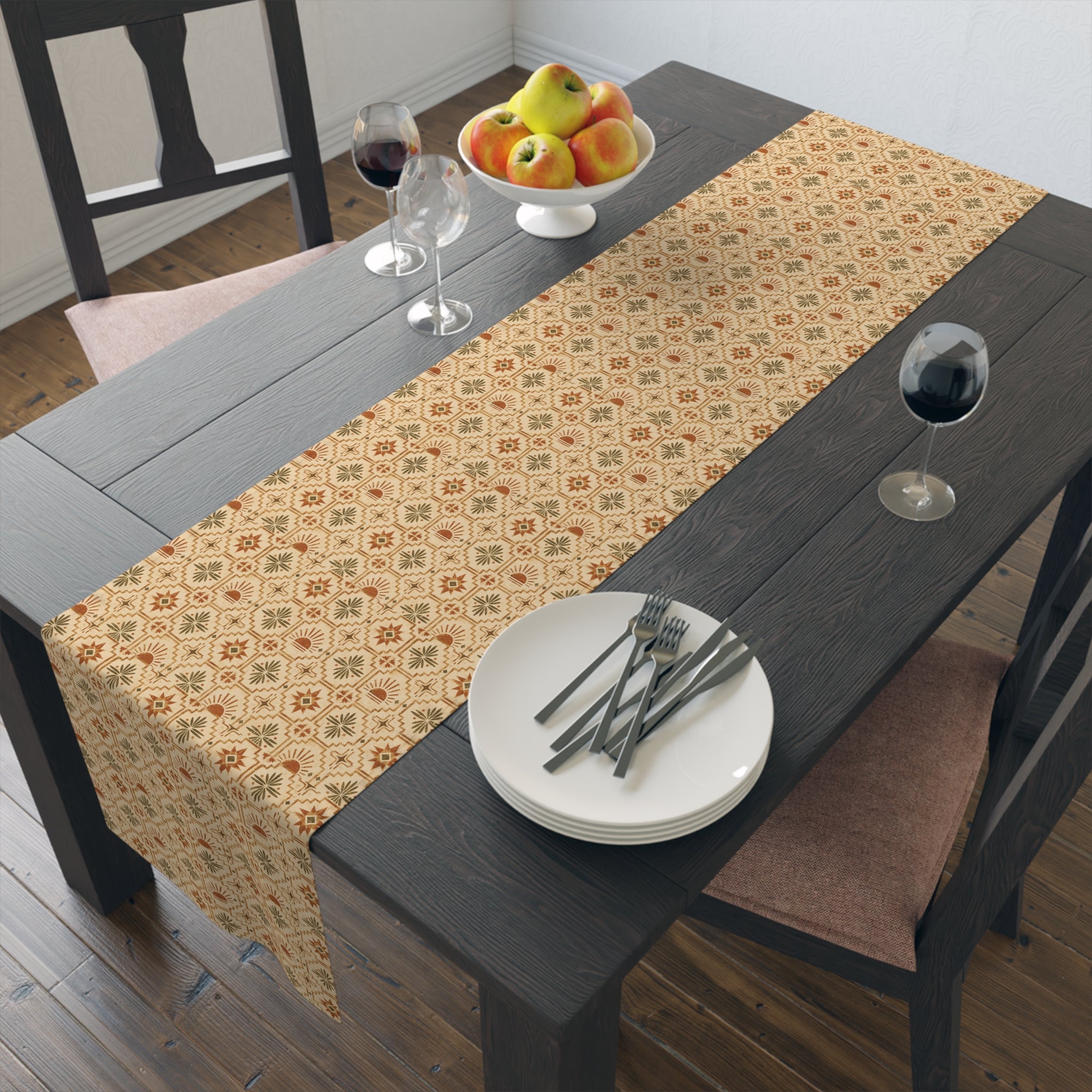 Southwestern Pattern Cotton-Poly Table Runner — Rustic Geometric Decor - Creations by Chris and Carlos