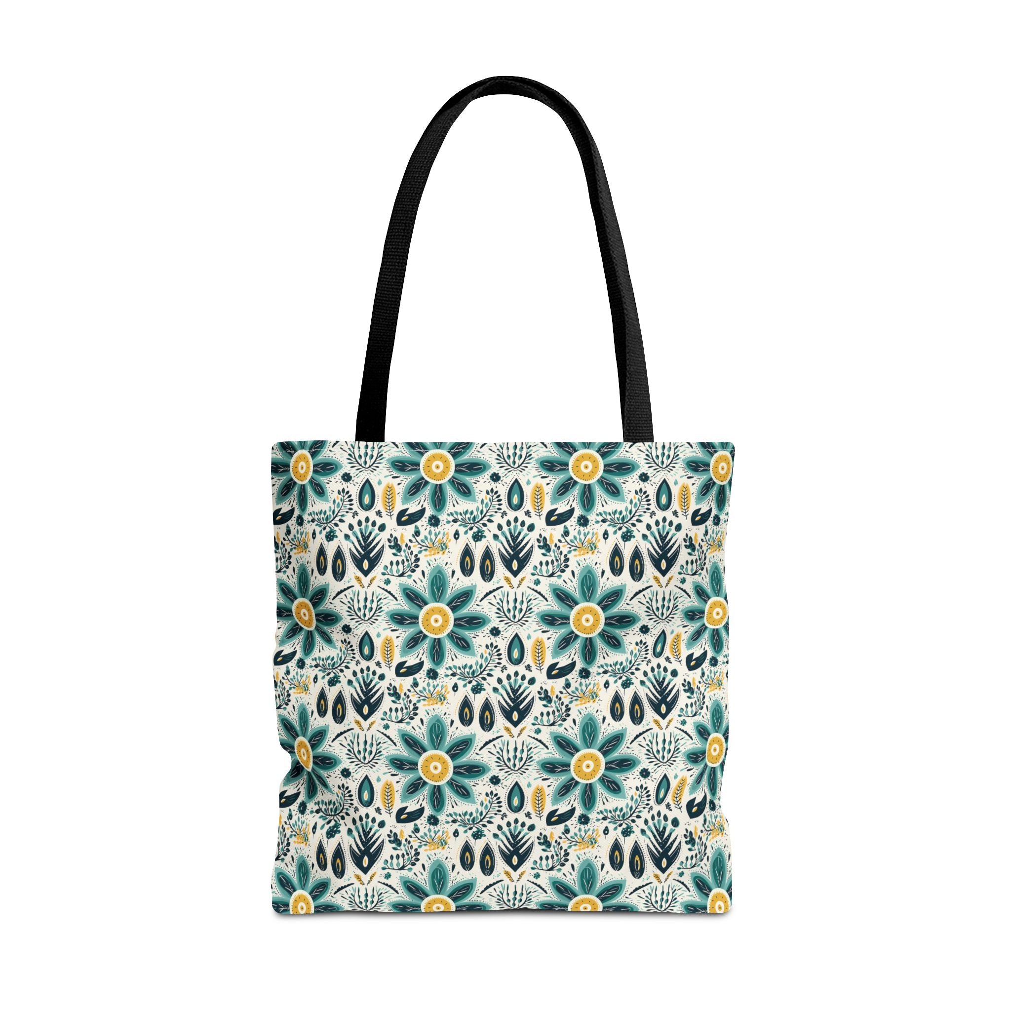 Sol y Alegría (Sun and Joy) Collection- Cactus Succulent Pattern Microfiber Blanket Soft Velveteen Throw for Home & Garden Lovers Floral Folk Art Tote Bag — Teal & Mustard All-Over Print - Creations by Chris and Carlos