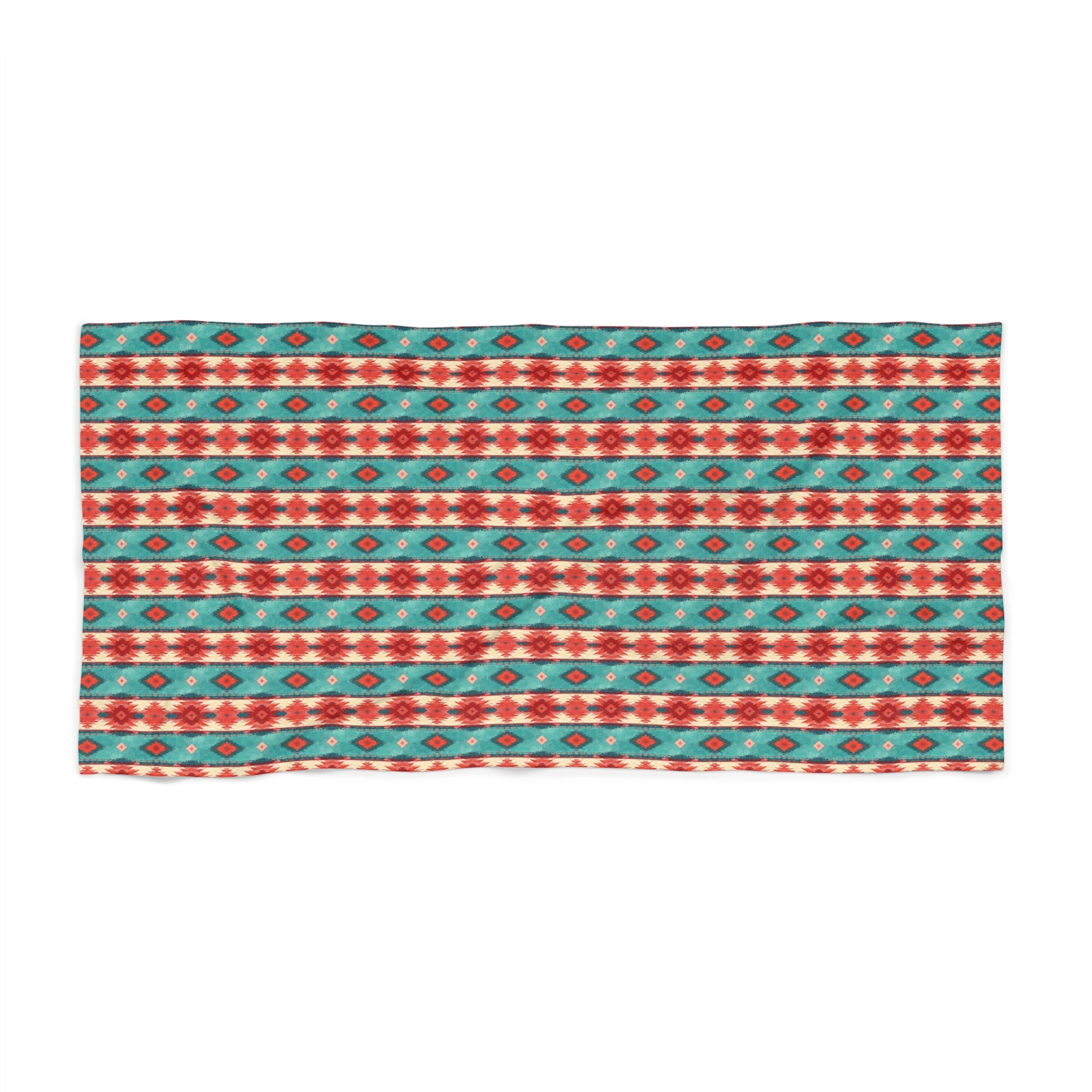 Boho Floral Seashell Beach Towel – Colorful Tribal Sun & Shell Design - Creations by Chris and Carlos