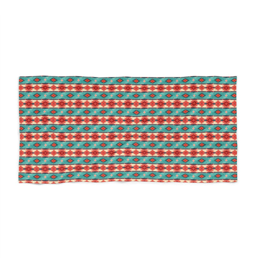 Boho Floral Seashell Beach Towel – Colorful Tribal Sun & Shell Design - Creations by Chris and Carlos