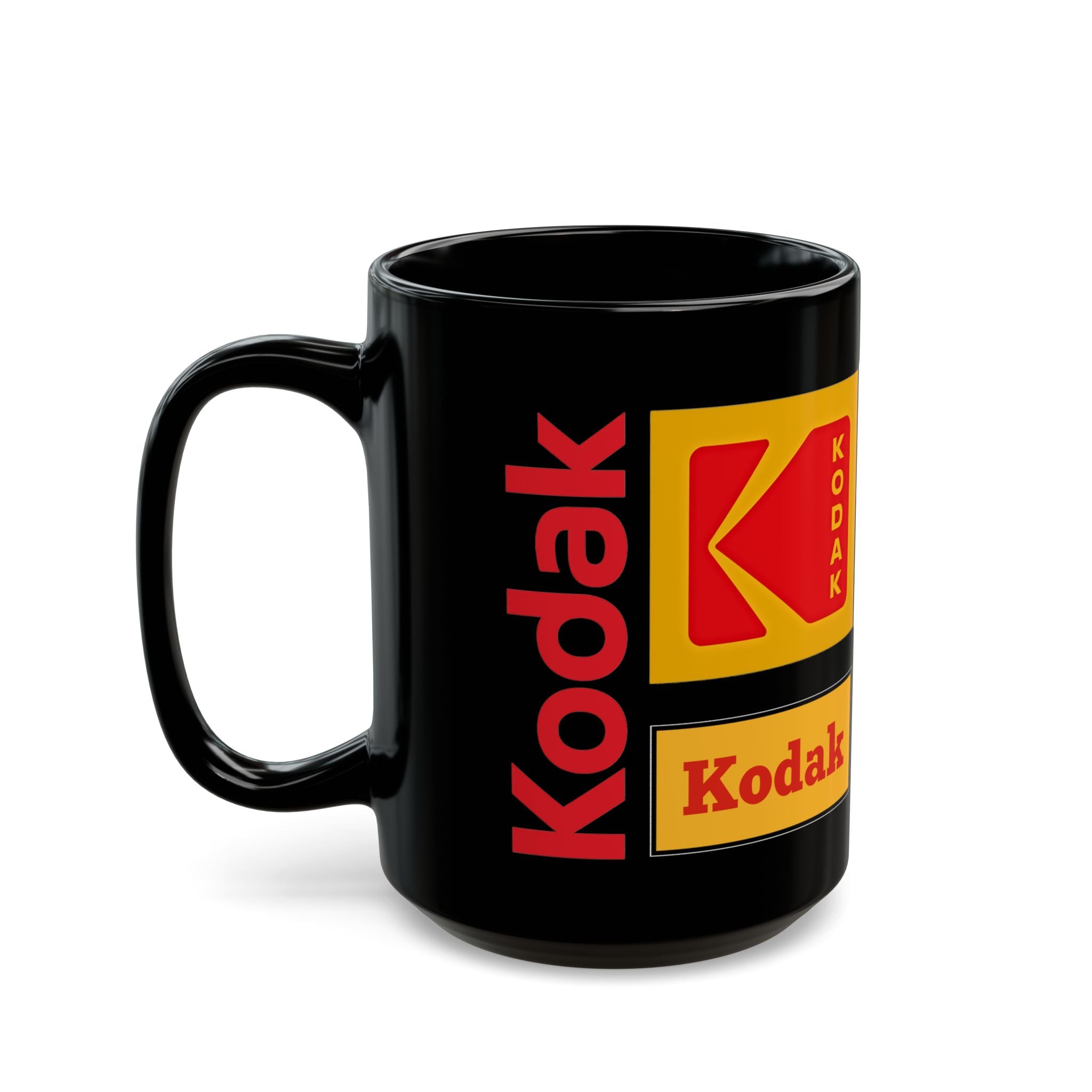 Kodak Logo Black Coffee Mug — Retro Film Photography Gift (11oz/15oz) - Creations by Chris and Carlos