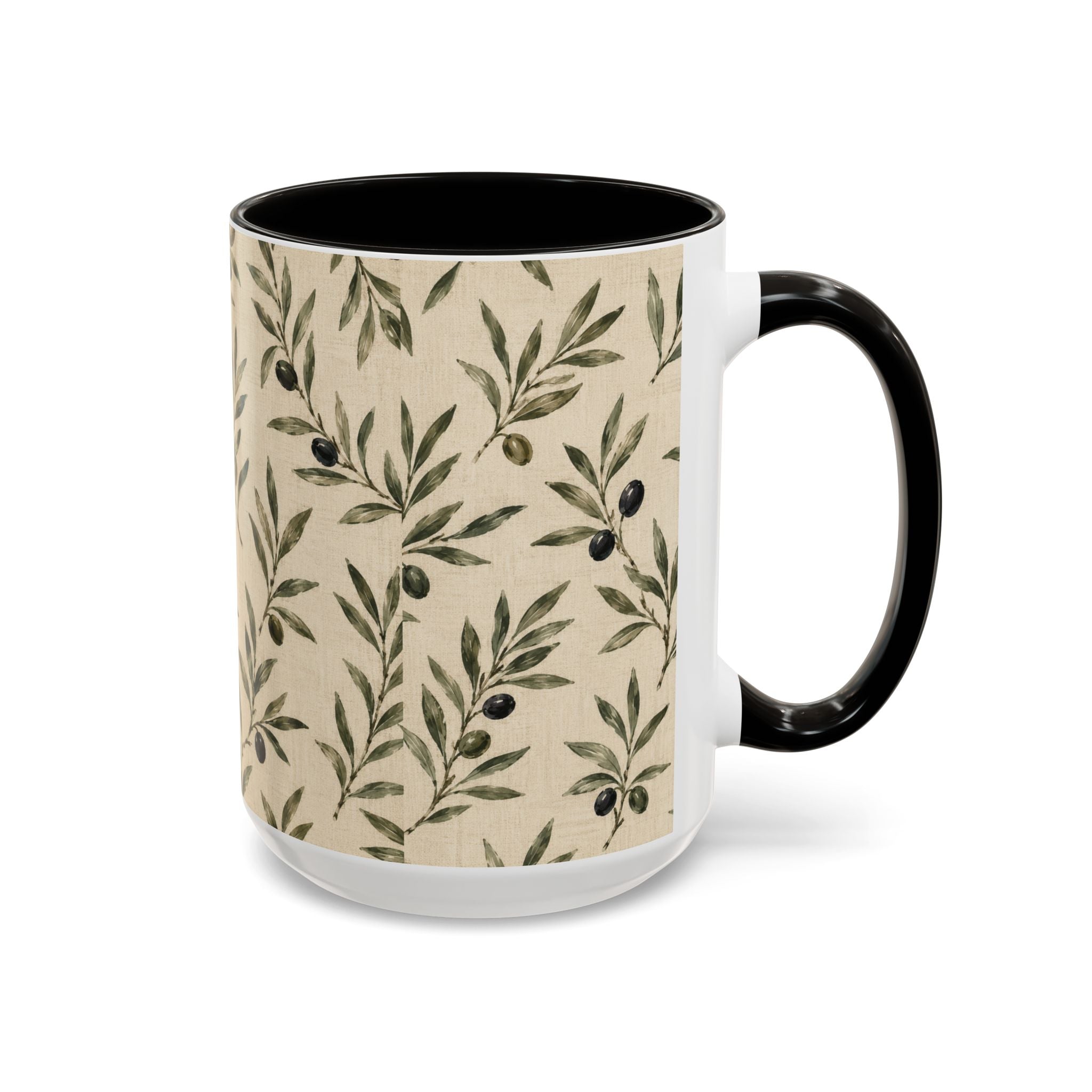 Olive Branch Pattern Ceramic Mug (11oz, 15oz) - Creations by Chris and Carlos