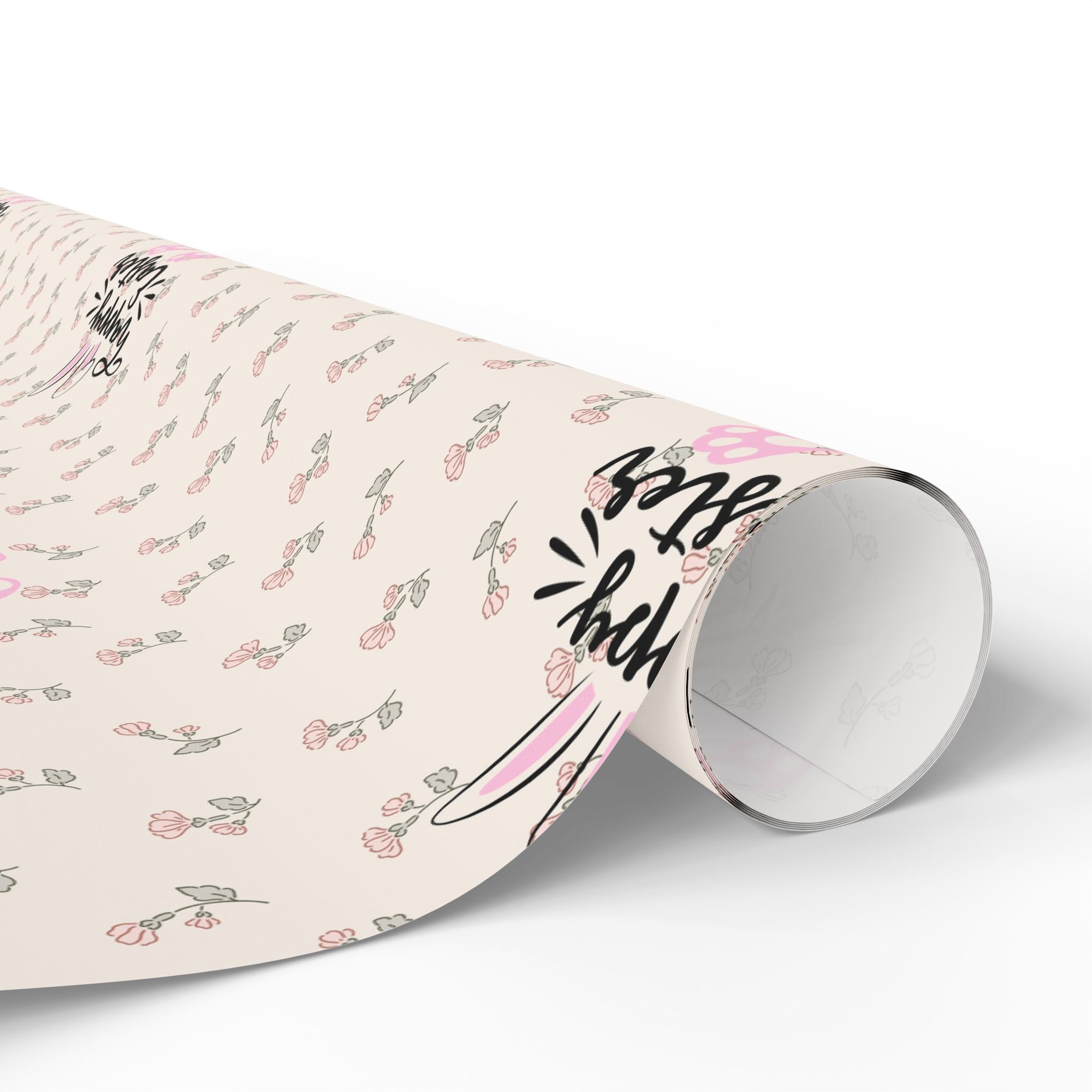 Easter Floral Mini Rose Wrapping Paper Roll — Pink Rosebud Gift Wrap - Creations by Chris and Carlos