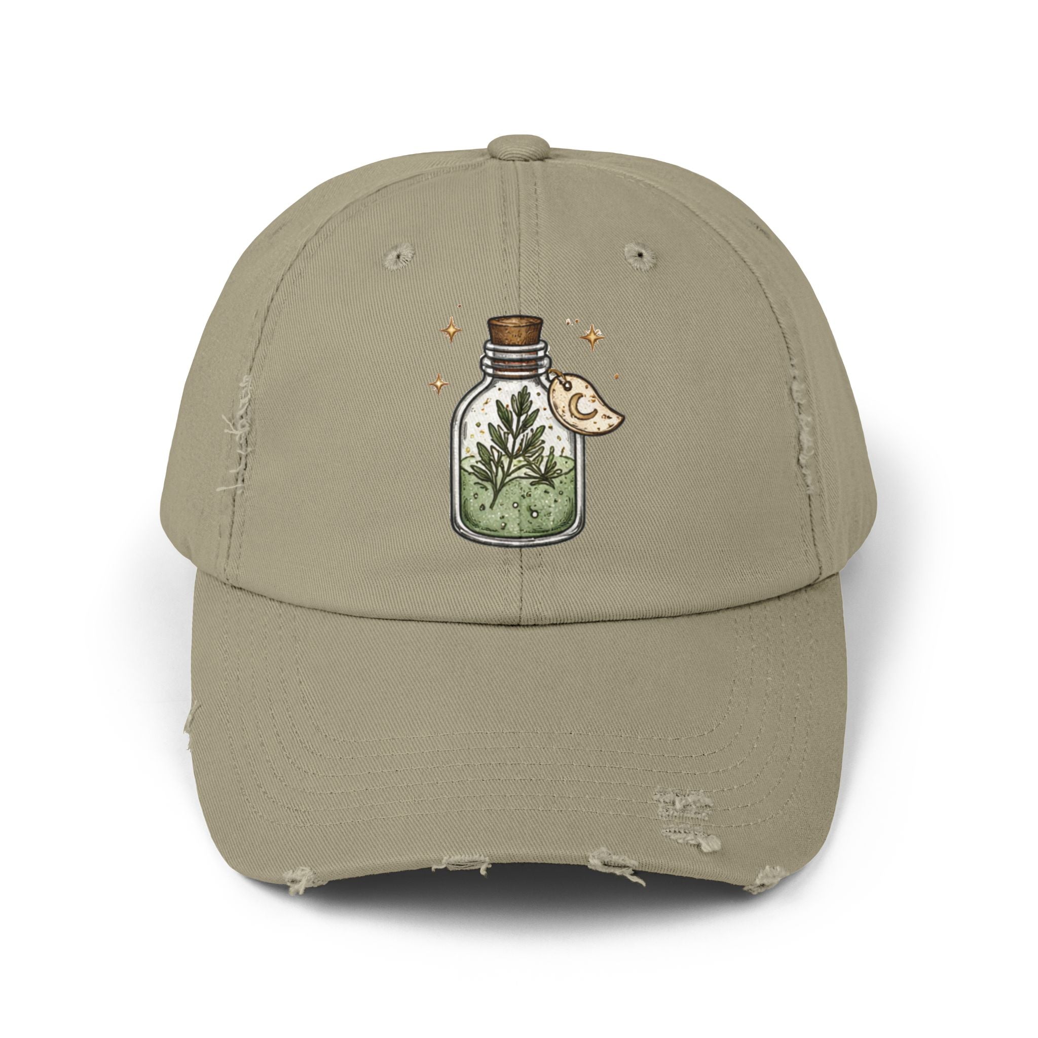 Old Soul Apothecary Distressed Black Cap with Botanical Potion Bottle & Moon Patch - Creations by Chris and Carlos
