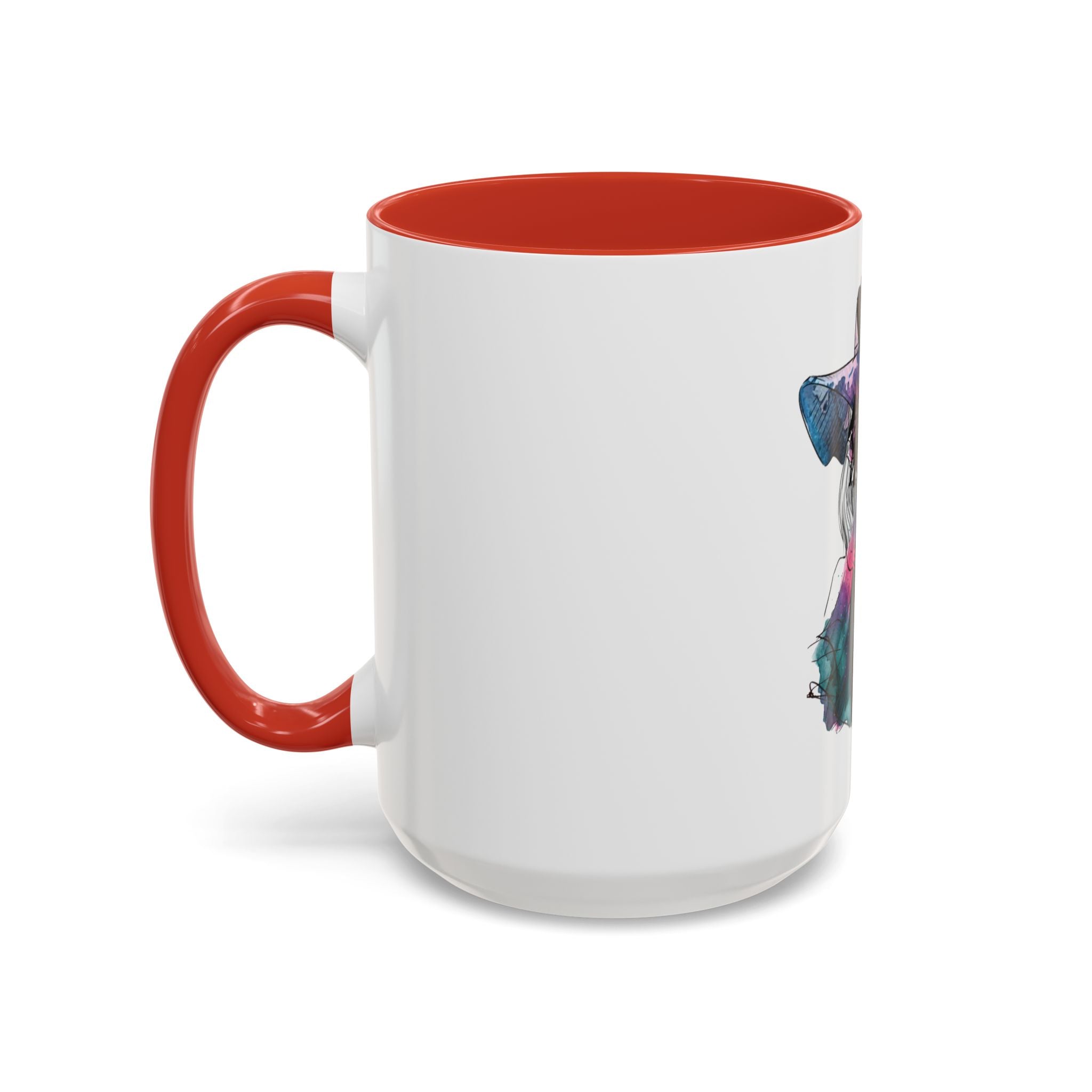 Abstract Floral Silhouette Accent Coffee Mug — Watercolor Woman Art (11/15oz) - Creations by Chris and Carlos