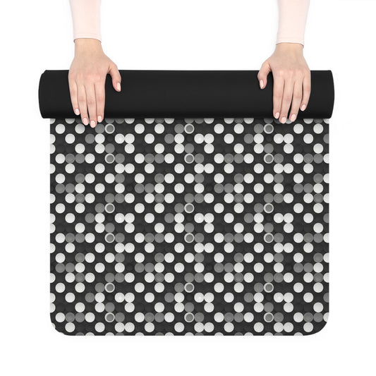 Prism Point Athletic Collection- Non-Slip Rubber Yoga Mat Black & White Dot Grip Pattern - Creations by Chris and Carlos