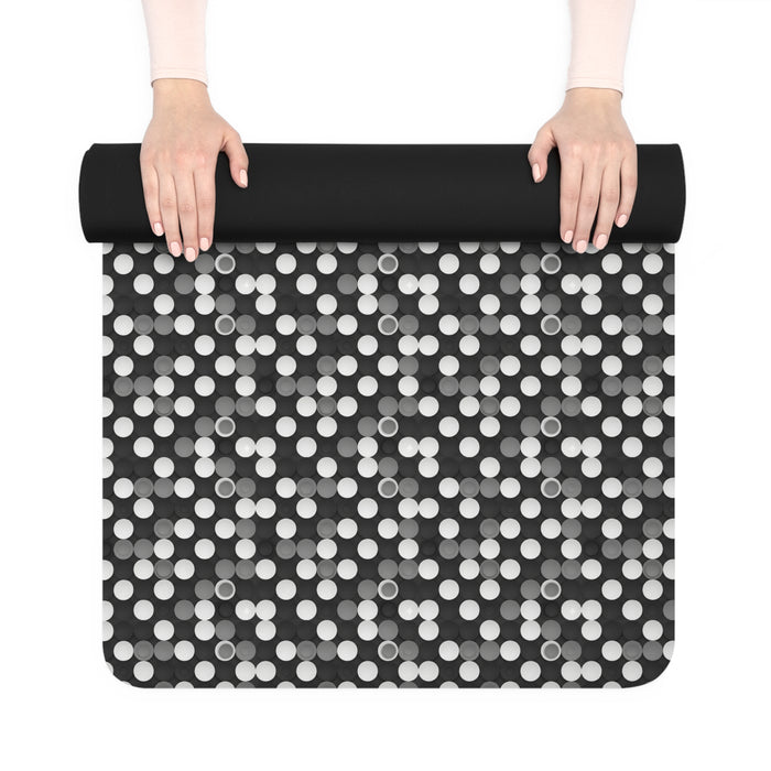 Prism Point Athletic Collection- Non-Slip Rubber Yoga Mat Black & White Dot Grip Pattern