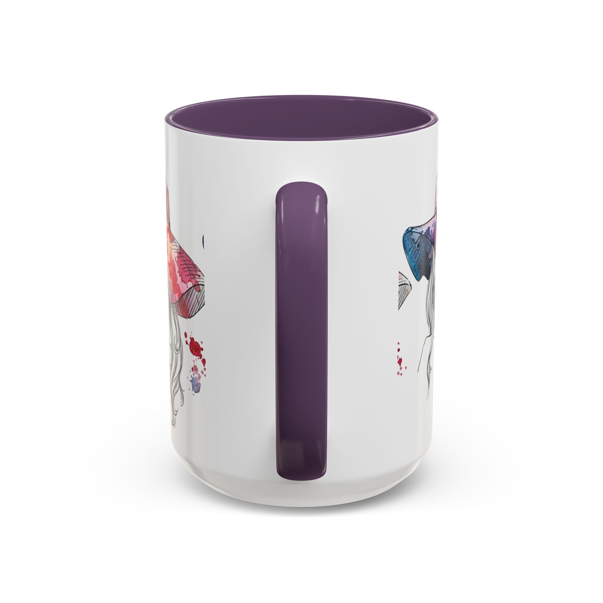 Watercolor Sun Hat Coffee Mug - Chic Fashion Illustration Accent Mug (11/15oz) - Creations by Chris and Carlos