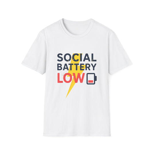 Social Battery Low T-Shirt — Funny Introvert Graphic Tee - Creations by Chris and Carlos