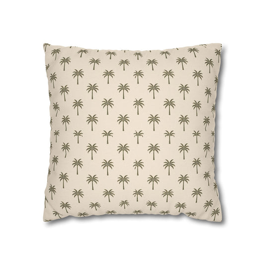 Palm Pattern Square Pillowcase — Tropical Beige Decorative Throw Pillow Cover - Creations by Chris and Carlos